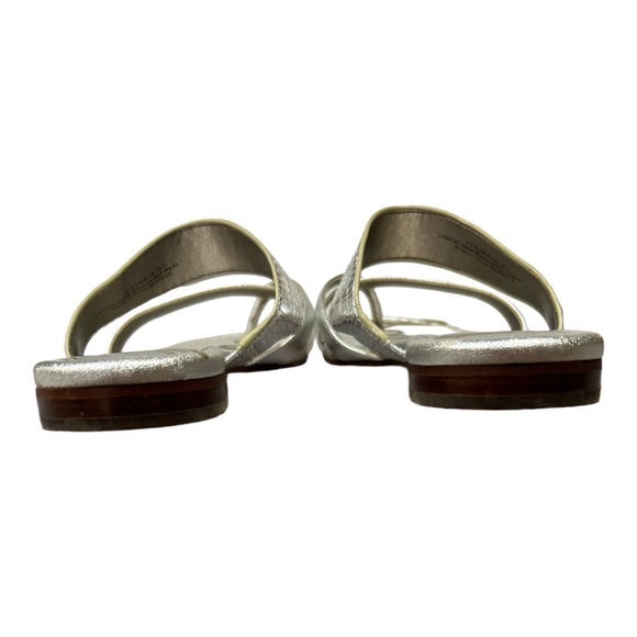 Sam Edelman Bernice Leather Metallic Silver Toe Loop Sandals Flats Sz 9.5 M - Picture 8 of 10